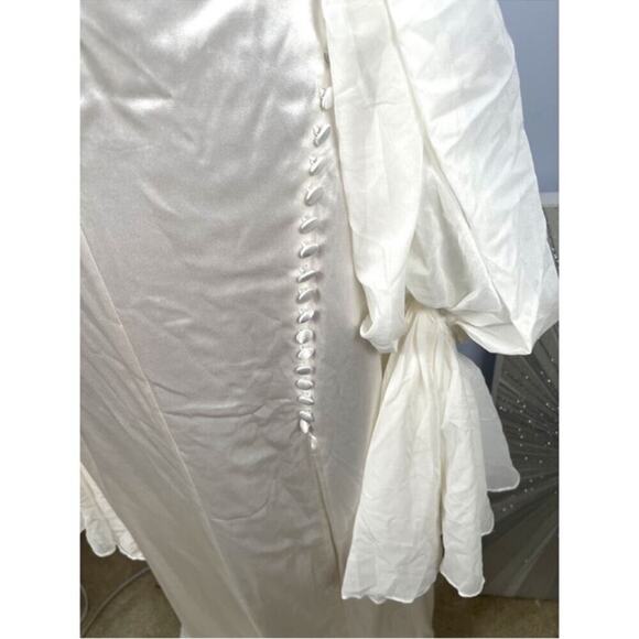 For Love & Lemons Esme Puff Sleeve Bridal White Maxi Gown Size Large - Picture 7 of 12